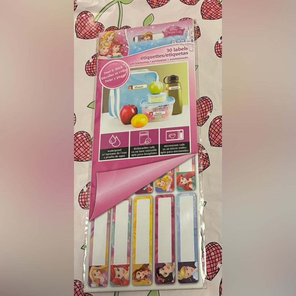 Disney Princesses Sticker 30 Labels Peel & Stick one pack NWT
